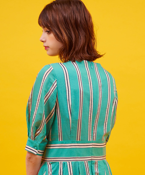 UNITED TOKYO ワンピース 希少 ネイビー イエロー UNITED TOKYO(ユナイテッドトウキョウ)の「ストライプ