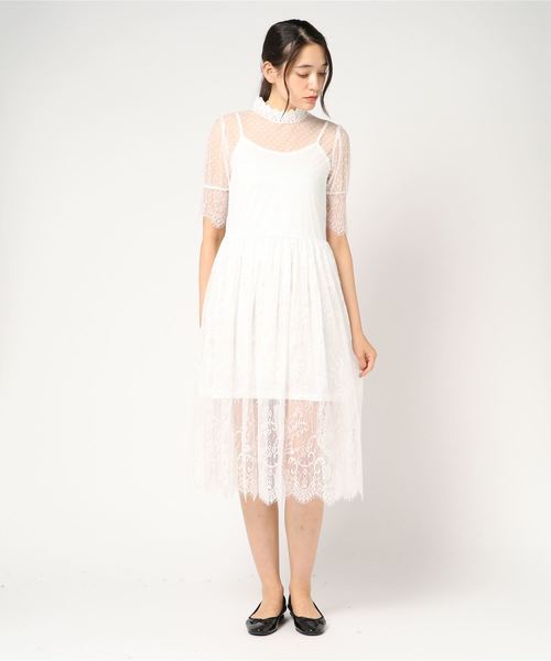 archives（アルシーヴ）の「ペチ付レースワンピース（ワンピース・レディース・オフホワイト/ブラック/ベージュ・MEDIUM）」の6枚目の写真