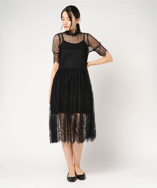 archives（アルシーヴ）の「ペチ付レースワンピース（ワンピース・レディース・オフホワイト/ブラック/ベージュ・MEDIUM）」の7枚目の写真
