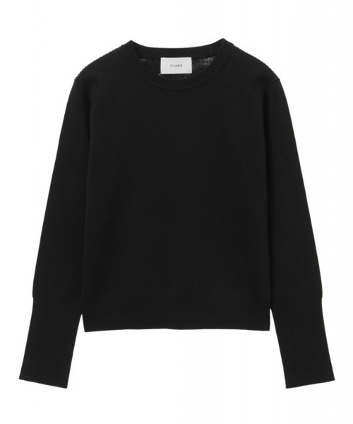 CLANE（クラネ）の「ベーシックコンパクトニットトップス（ニット/セーター・レディース・ブラック/ネイビー/レッド/イエロー・1/2）」の2枚目の写真