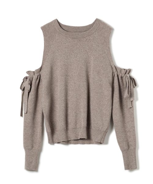 SAISON DE PAPILLON（セゾンドパピヨン）の「オープンショルダーニット（ニット/セーター・レディース・ベージュ/ブラック/パープル・M/L/S）」の4枚目の写真