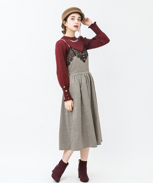 axes femme（アクシーズファム）の「チェック柄キャミワンピース（ワンピース・レディース・ブラウン/ブラック・MEDIUM）」の2枚目の写真