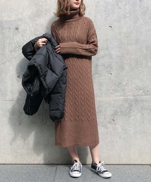 one after another NICE CLAUP | 【ZOZO限定】ケーブルニットワンピース(ワンピース)