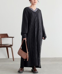 『アランケーブルニットワンピース』