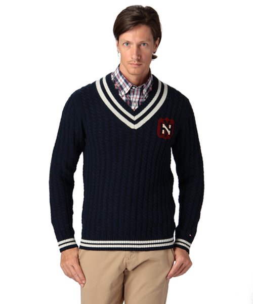 TOMMY HILFIGER（トミーヒルフィガー）の「CHASE CRICKET V-NECK SWEATER（ニット/セーター・メンズ・ホワイト/ネイビー・SMALL/MEDIUM/LARGE/X-LARGE）」の2枚目の写真