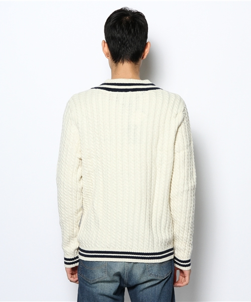 TOMMY HILFIGER（トミーヒルフィガー）の「CHASE CRICKET V-NECK SWEATER（ニット/セーター・メンズ・ホワイト/ネイビー・SMALL/MEDIUM/LARGE/X-LARGE）」の3枚目の写真
