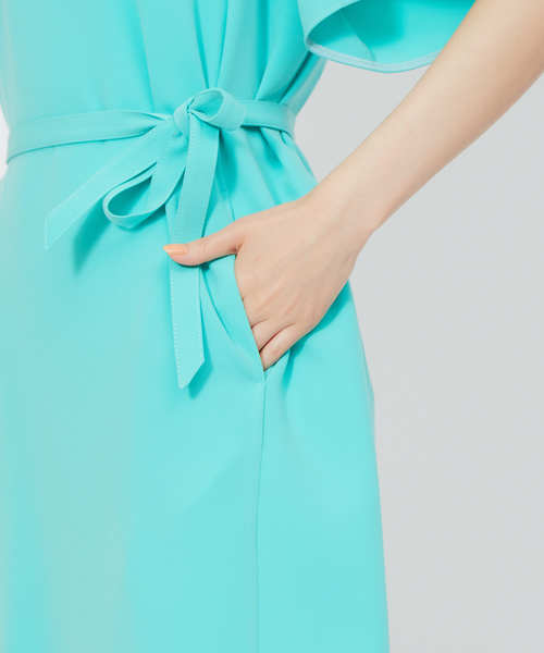 DESIGNWORKS（デザインワークス）の「ジョーゼットワンピース（ワンピース・レディース・オフホワイト/エメラルド/ブラック・38）」の8枚目の写真