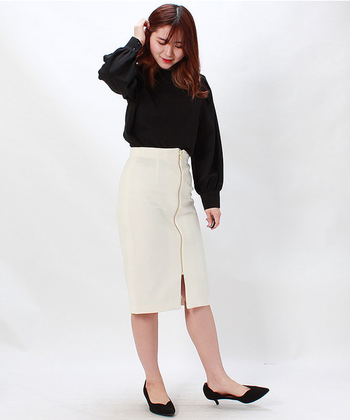 TRUDEA(トルディア)の「(日本製)ストレッチポンチ フロントファスナータイトスカート(スカート・レディース・ホワイト/チャコールグレー/ブラック/モカ・SMALL/MEDIUM/LARGE)」の15枚目の写真