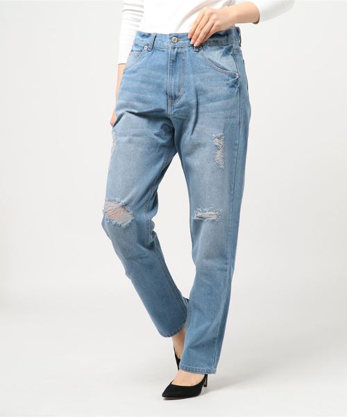 ダメージ加工デニムパンツ ダメージ加工デニムパンツ