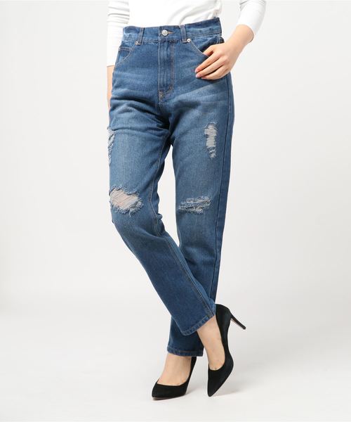 ダメージ加工デニムパンツ ダメージ加工デニムパンツ