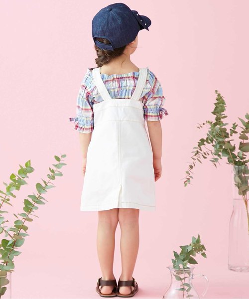 apres les cours(アプレレクール)の「ビスチェジャンスカ(ジャンパースカート・キッズ・ネイビー/オフホワイト・80/90/120/130/140/100/110)」の13枚目の写真