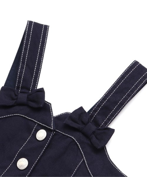 apres les cours(アプレレクール)の「ビスチェジャンスカ(ジャンパースカート・キッズ・ネイビー/オフホワイト・80/90/120/130/140/100/110)」の6枚目の写真