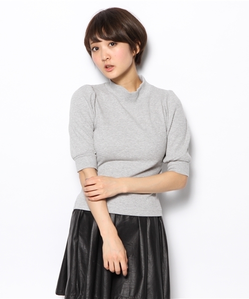 one after another NICE CLAUP（ワンアフターアナザーナイスクラップ）の「【ナイスクラップ】テレコハイネックプルオーバー（Tシャツ/カットソー・レディース・アイボリー/ピンク/ミント/グレー/ブラック・FREE）」の5枚目の写真