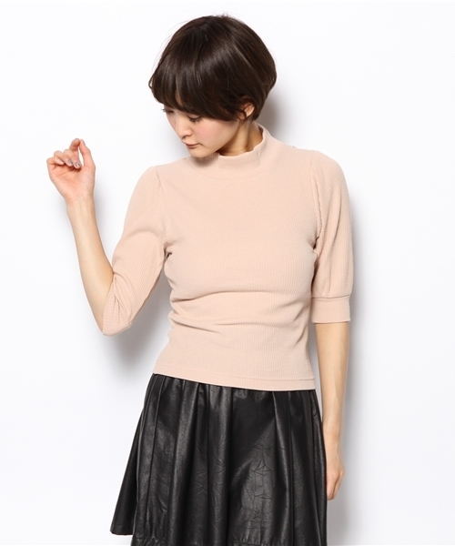 one after another NICE CLAUP（ワンアフターアナザーナイスクラップ）の「【ナイスクラップ】テレコハイネックプルオーバー（Tシャツ/カットソー・レディース・アイボリー/ピンク/ミント/グレー/ブラック・FREE）」の6枚目の写真