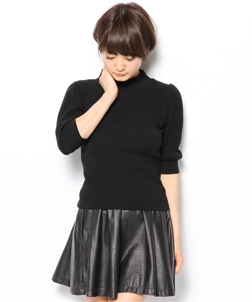 one after another NICE CLAUP（ワンアフターアナザーナイスクラップ）の「【ナイスクラップ】テレコハイネックプルオーバー（Tシャツ/カットソー・レディース・アイボリー/ピンク/ミント/グレー/ブラック・FREE）」の4枚目の写真