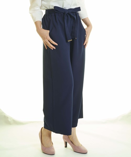 おしゃれスタ(オシャレスタ)の「シルケットポンチ ベルト付ギャザーPNT(LC)(その他パンツ・レディース・ベージュ/ネイビー/カーキ/ピンク・FREE)」の3枚目の写真