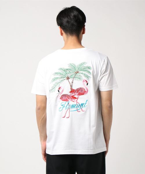 おしゃれスタ(オシャレスタ)の「フラミンゴ刺繍クルーネックTシャツ(KU)(Tシャツ/カットソー・メンズ・ホワイト/ブラック・M/L)」の11枚目の写真