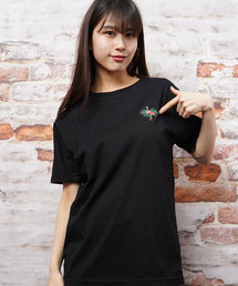 フラミンゴ刺繍クルーネックTシャツ(KU)
