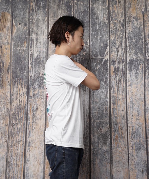 おしゃれスタ(オシャレスタ)の「フラミンゴ刺繍クルーネックTシャツ(KU)(Tシャツ/カットソー・メンズ・ホワイト/ブラック・M/L)」の10枚目の写真