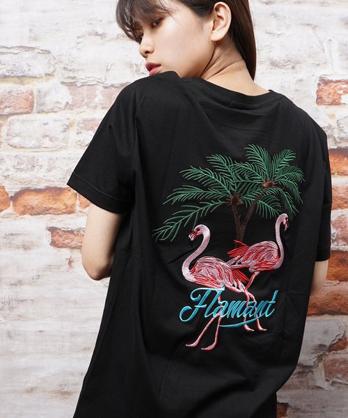 おしゃれスタ(オシャレスタ)の「フラミンゴ刺繍クルーネックTシャツ(KU)(Tシャツ/カットソー・メンズ・ホワイト/ブラック・M/L)」の12枚目の写真