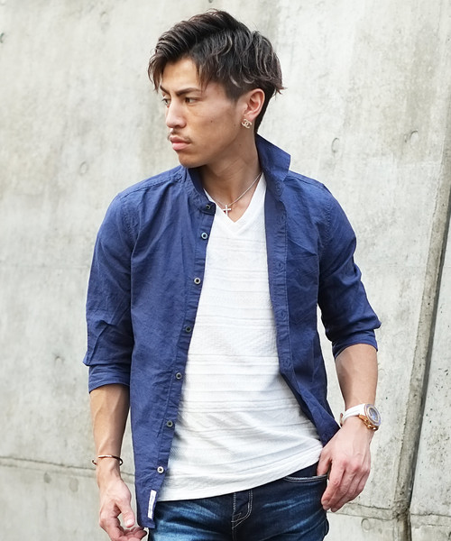 GOSTAR DE FUGA(ゴスタール ジフーガ)の「ハードマンズリネン7分シャツ(シャツ/ブラウス・メンズ・ホワイト/ライトブルー/ダークブルー/ライトパープル/オレンジ・M/L/XL)」の4枚目の写真