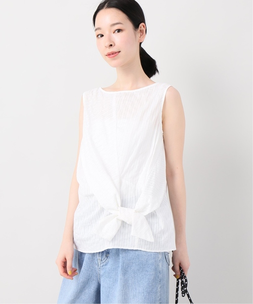 B.C STOCK（ベーセーストック）の「カラミストライプノースリブラウス（シャツ/ブラウス・レディース・ホワイト/ブラック/イエロー・FREE）」の2枚目の写真
