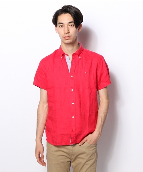 TOMMY HILFIGER（トミーヒルフィガー）の「SOLID LINEN SHIRT S/S（シャツ/ブラウス・メンズ・ホワイト/ブルー/ネイビー/レッド・X-LARGE/SMALL/MEDIUM/LARGE）」の4枚目の写真