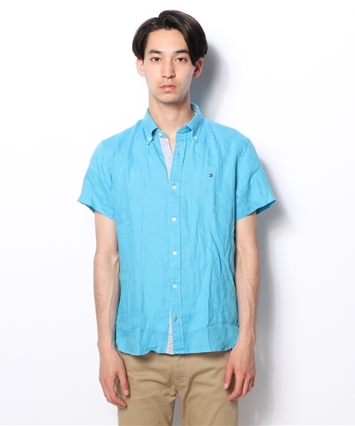TOMMY HILFIGER（トミーヒルフィガー）の「SOLID LINEN SHIRT S/S（シャツ/ブラウス・メンズ・ホワイト/ブルー/ネイビー/レッド・X-LARGE/SMALL/MEDIUM/LARGE）」の5枚目の写真