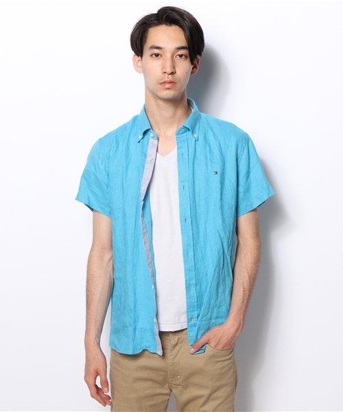 TOMMY HILFIGER（トミーヒルフィガー）の「SOLID LINEN SHIRT S/S（シャツ/ブラウス・メンズ・ホワイト/ブルー/ネイビー/レッド・X-LARGE/SMALL/MEDIUM/LARGE）」の10枚目の写真