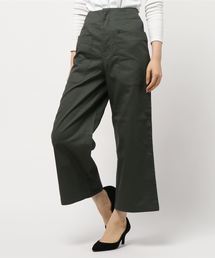 パッチポケット綿ツイルワイドパンツ ＊