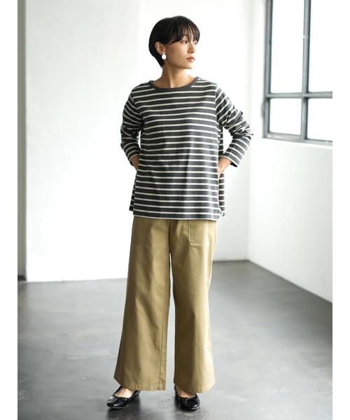 AMERICAN HOLIC(アメリカンホリック)の「パッチポケット綿ツイルワイドパンツ *(その他パンツ・レディース・ベージュ/グリーン/その他5/キャメル・S/M/L)」の8枚目の写真