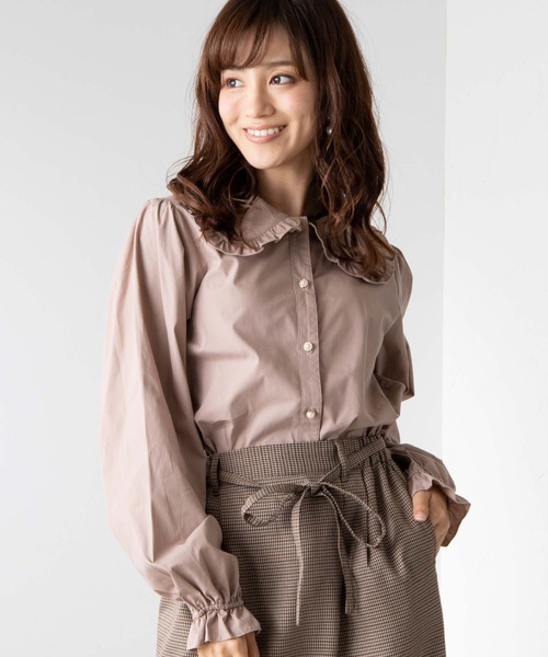 WEGO(ウィゴー)の「WEGO/ビッグカラーパールボタンブラウス(シャツ/ブラウス・レディース・パープル/ホワイト/ライトブラウン/ブラック系その他2・FREE)」の3枚目の写真