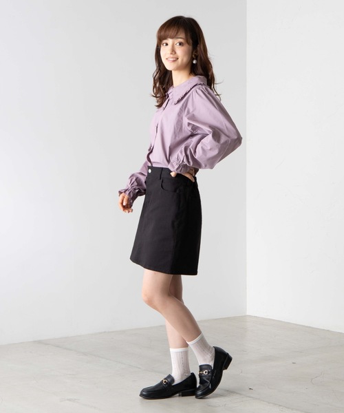 WEGO(ウィゴー)の「WEGO/ビッグカラーパールボタンブラウス(シャツ/ブラウス・レディース・パープル/ホワイト/ライトブラウン/ブラック系その他2・FREE)」の5枚目の写真