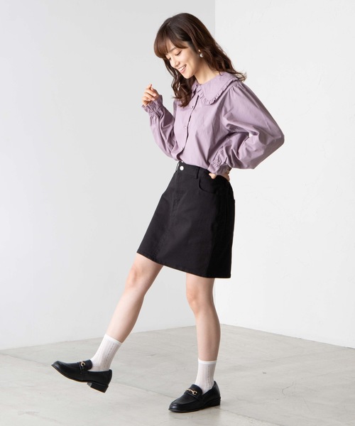 WEGO(ウィゴー)の「WEGO/ビッグカラーパールボタンブラウス(シャツ/ブラウス・レディース・パープル/ホワイト/ライトブラウン/ブラック系その他2・FREE)」の8枚目の写真