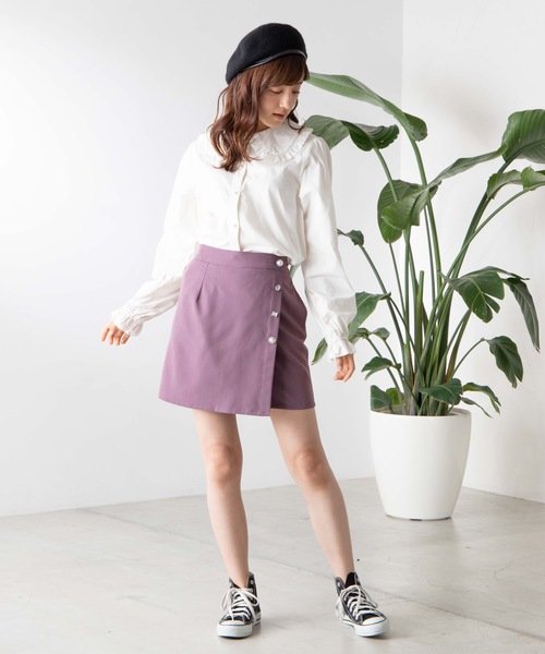 WEGO(ウィゴー)の「WEGO/ビッグカラーパールボタンブラウス(シャツ/ブラウス・レディース・パープル/ホワイト/ライトブラウン/ブラック系その他2・FREE)」の7枚目の写真