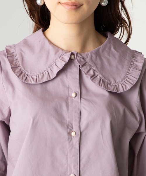 WEGO(ウィゴー)の「WEGO/ビッグカラーパールボタンブラウス(シャツ/ブラウス・レディース・パープル/ホワイト/ライトブラウン/ブラック系その他2・FREE)」の11枚目の写真