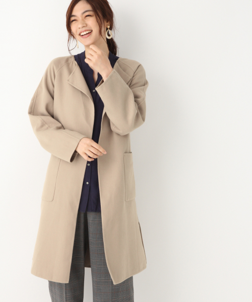 GLOBAL WORK(グローバルワーク)の「Wフェイス着流しコート/834482(その他アウター・レディース・ライトグレー/ベージュ・FREE)」の1枚目の写真