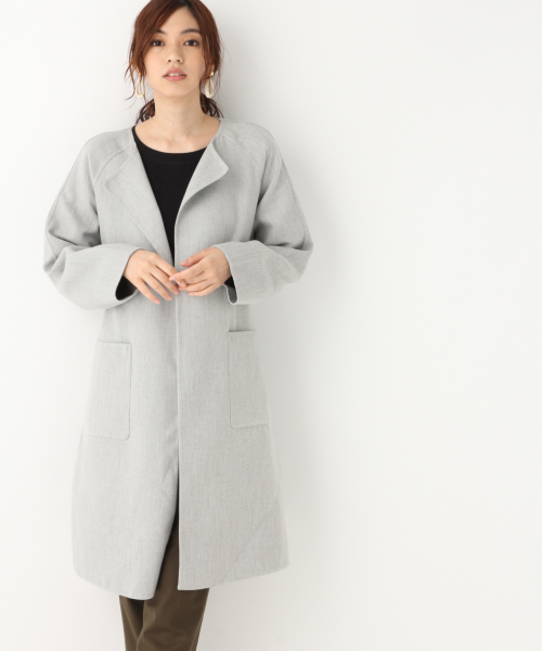 GLOBAL WORK(グローバルワーク)の「Wフェイス着流しコート/834482(その他アウター・レディース・ライトグレー/ベージュ・FREE)」の2枚目の写真