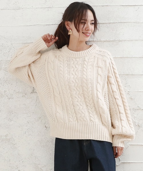 Girly Doll(ガーリードール)の「ケーブルタートルニット(ニット/セーター・レディース・ブラック/ブラック系その他/アイボリー/ホワイト系その他/ブラウン/ブラウン系その他・FREE)」の3枚目の写真