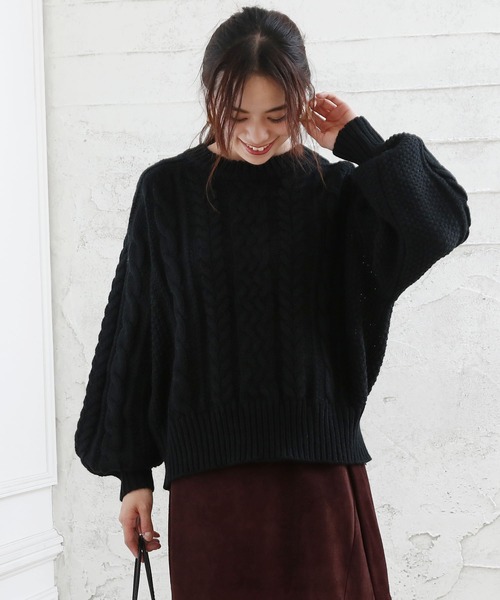 Girly Doll(ガーリードール)の「ケーブルタートルニット(ニット/セーター・レディース・ブラック/ブラック系その他/アイボリー/ホワイト系その他/ブラウン/ブラウン系その他・FREE)」の4枚目の写真