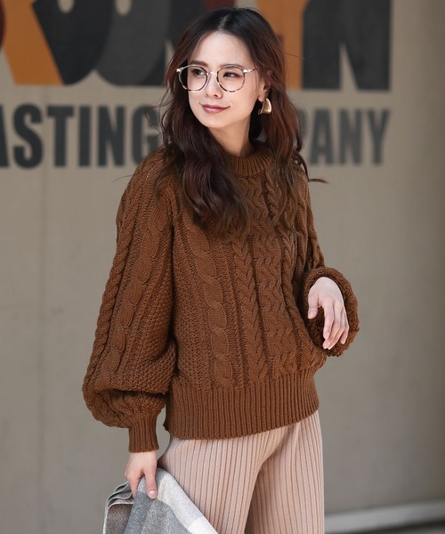 Girly Doll(ガーリードール)の「ケーブルタートルニット(ニット/セーター・レディース・ブラック/ブラック系その他/アイボリー/ホワイト系その他/ブラウン/ブラウン系その他・FREE)」の6枚目の写真