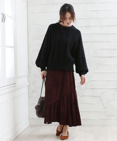 Girly Doll(ガーリードール)の「ケーブルタートルニット(ニット/セーター・レディース・ブラック/ブラック系その他/アイボリー/ホワイト系その他/ブラウン/ブラウン系その他・FREE)」の9枚目の写真