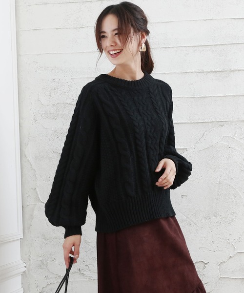 Girly Doll(ガーリードール)の「ケーブルタートルニット(ニット/セーター・レディース・ブラック/ブラック系その他/アイボリー/ホワイト系その他/ブラウン/ブラウン系その他・FREE)」の11枚目の写真