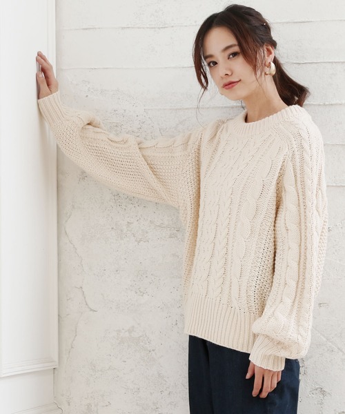 Girly Doll(ガーリードール)の「ケーブルタートルニット(ニット/セーター・レディース・ブラック/ブラック系その他/アイボリー/ホワイト系その他/ブラウン/ブラウン系その他・FREE)」の16枚目の写真