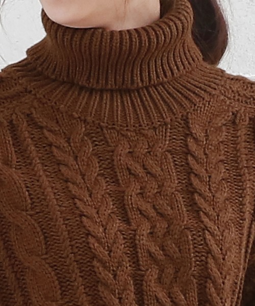 Girly Doll(ガーリードール)の「ケーブルタートルニット(ニット/セーター・レディース・ブラック/ブラック系その他/アイボリー/ホワイト系その他/ブラウン/ブラウン系その他・FREE)」の17枚目の写真