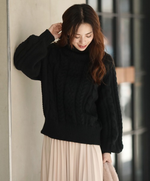 Girly Doll(ガーリードール)の「ケーブルタートルニット(ニット/セーター・レディース・ブラック/ブラック系その他/アイボリー/ホワイト系その他/ブラウン/ブラウン系その他・FREE)」の20枚目の写真