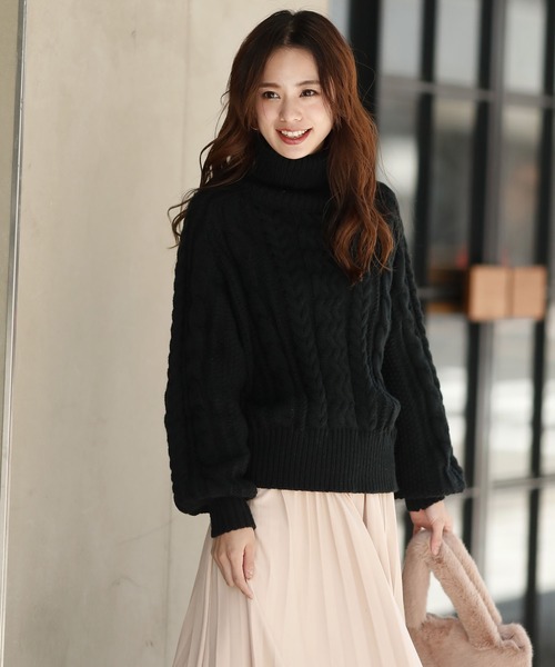 Girly Doll(ガーリードール)の「ケーブルタートルニット(ニット/セーター・レディース・ブラック/ブラック系その他/アイボリー/ホワイト系その他/ブラウン/ブラウン系その他・FREE)」の21枚目の写真