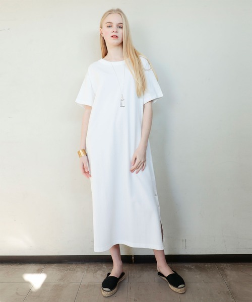 Audition(オーディション)の「D1508 コットンレーヨンOE天竺BOX Tシャツワンピース(ワンピース・レディース・ホワイト/カーキ/ブラック・MEDIUM)」の16枚目の写真