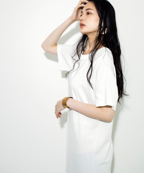 Audition(オーディション)の「D1508 コットンレーヨンOE天竺BOX Tシャツワンピース(ワンピース・レディース・ホワイト/カーキ/ブラック・MEDIUM)」の15枚目の写真