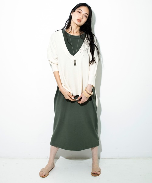 Audition(オーディション)の「D1508 コットンレーヨンOE天竺BOX Tシャツワンピース(ワンピース・レディース・ホワイト/カーキ/ブラック・MEDIUM)」の18枚目の写真